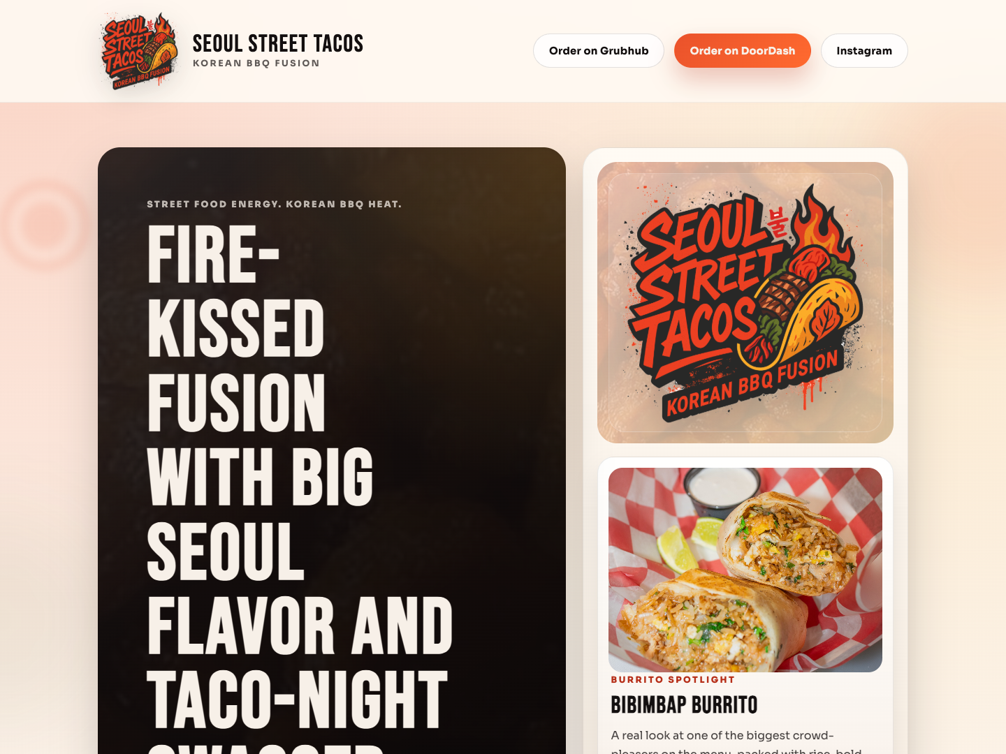 Seoul Street Tacos homepage preview